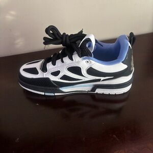 Louis Vuitton Black and White Sneakers with Blue Trim